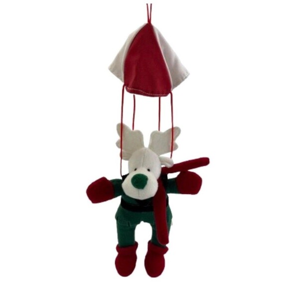 Vintage Applause Christmas Plush Moose Parachute Ornament Reindeer Holiday Decor - Picture 1 of 11